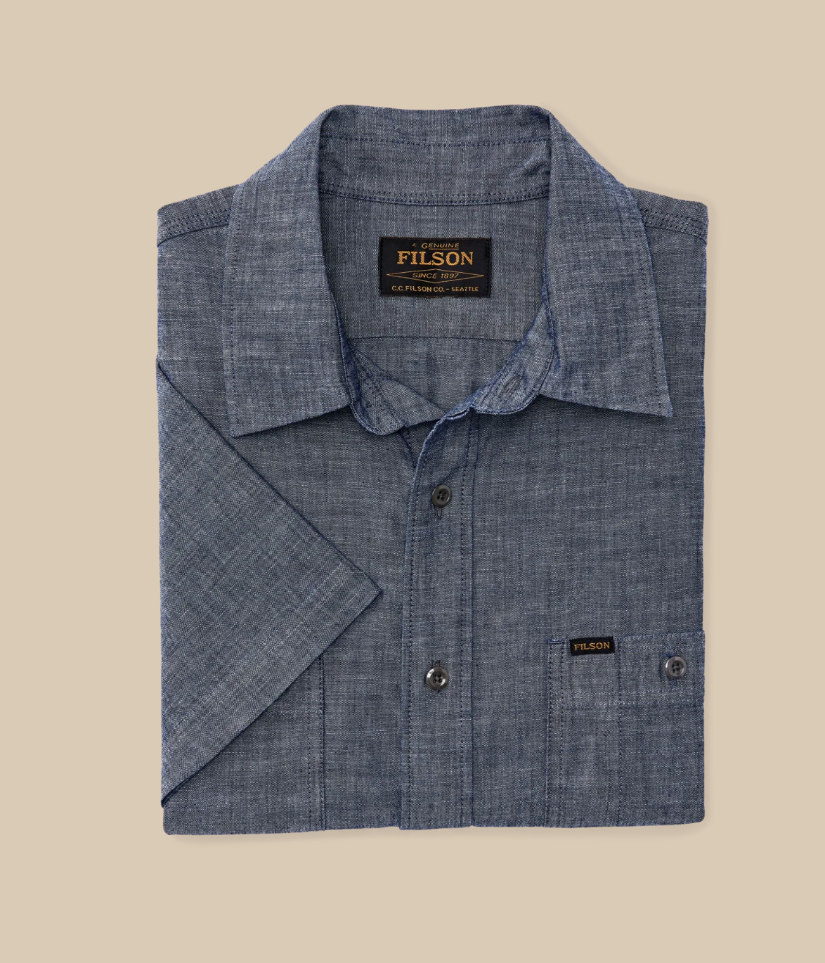 Filson Mens Short Sleeve Chambray Shirt