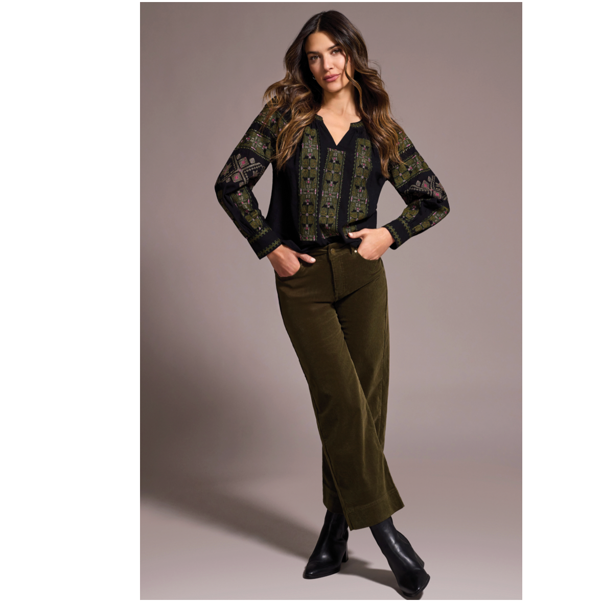 Tribal Womens High Rise Fly Front 5 Pocket Ankle Pant