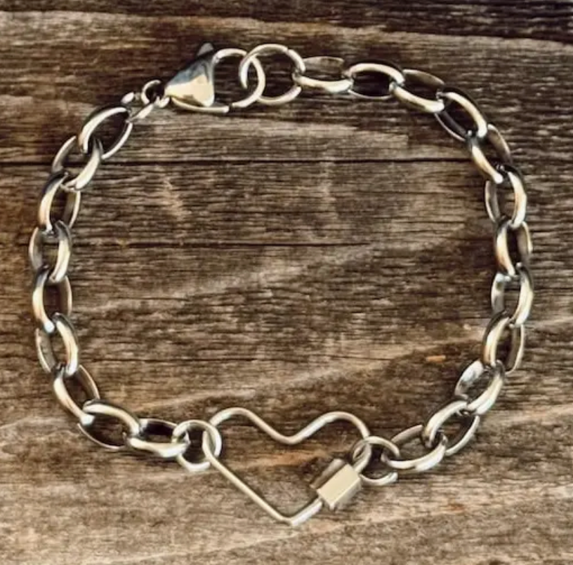 Stainless Steel &  Heart Charm Bracelet