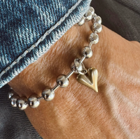 Mixed Metal Heart Charm Bracelet