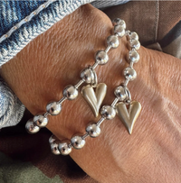 Mixed Metal Heart Charm Bracelet
