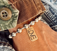 Mixed Metal Love Charm Bracelet