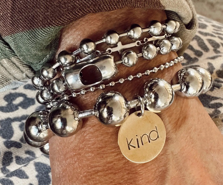 Mixed Metal Kind Charm Bracelet