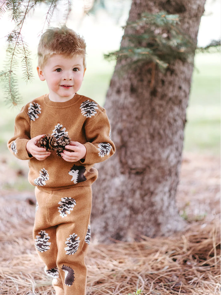 Milkbarn Knitted Pinecone & Hedgehog Sweater