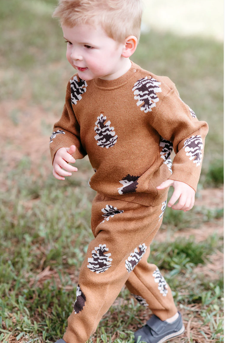 Milkbarn Knitted Pinecone & Hedgehog Sweater