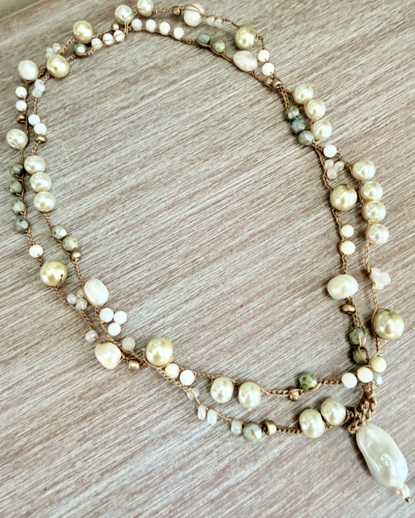 Twist Style Saltwater Mermaid Long Baroque Necklace