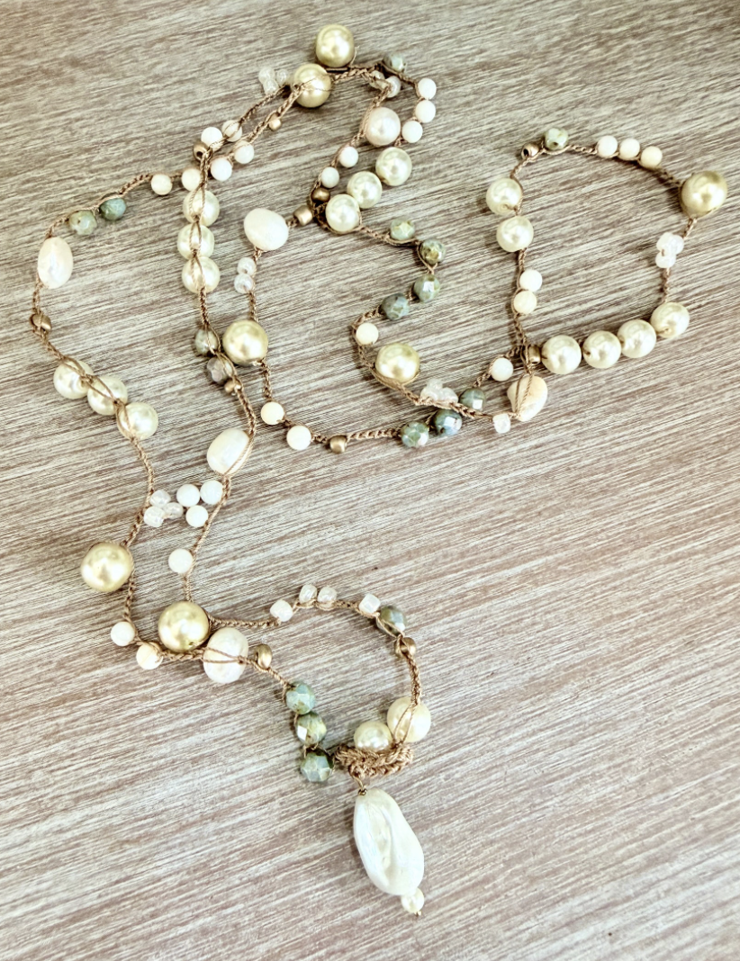 Twist Style Saltwater Mermaid Long Baroque Necklace