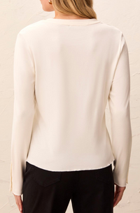 Tribal Womens Crew Neck Top with Button Detail