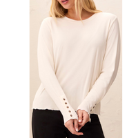 Tribal Womens Crew Neck Top with Button Detail