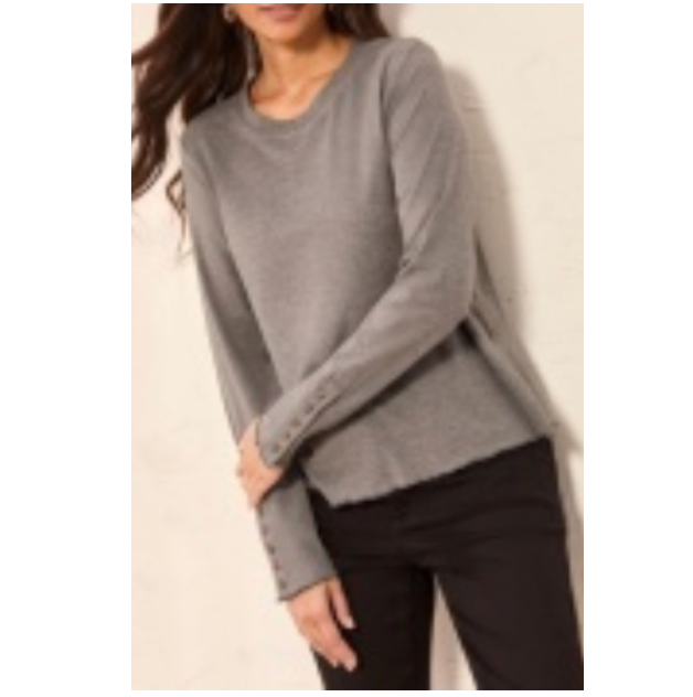 Tribal Womens Crew Neck Top with Button Detail