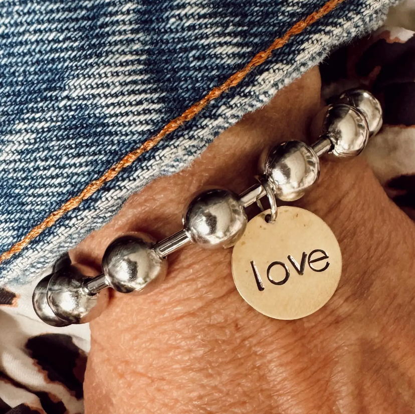 Sosobella Chunky Brass Love Tag Bracelet