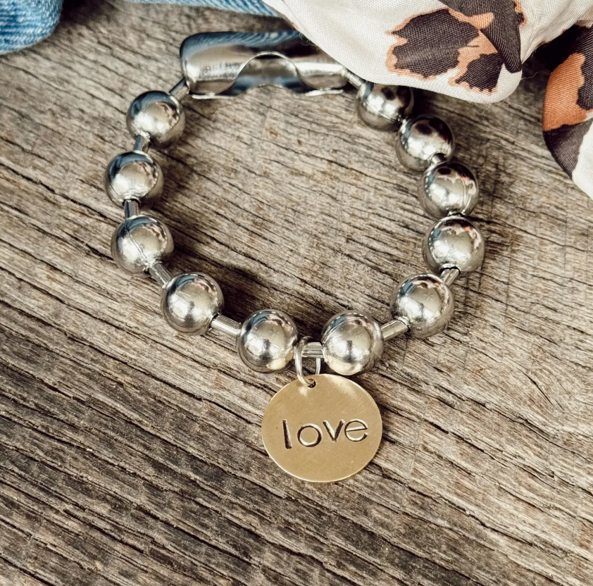 Sosobella Chunky Brass Love Tag Bracelet