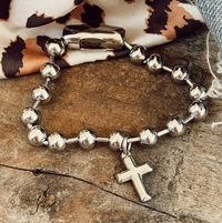Sosobella Steel Cross Charm Bracelet