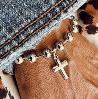 Sosobella Steel Cross Charm Bracelet