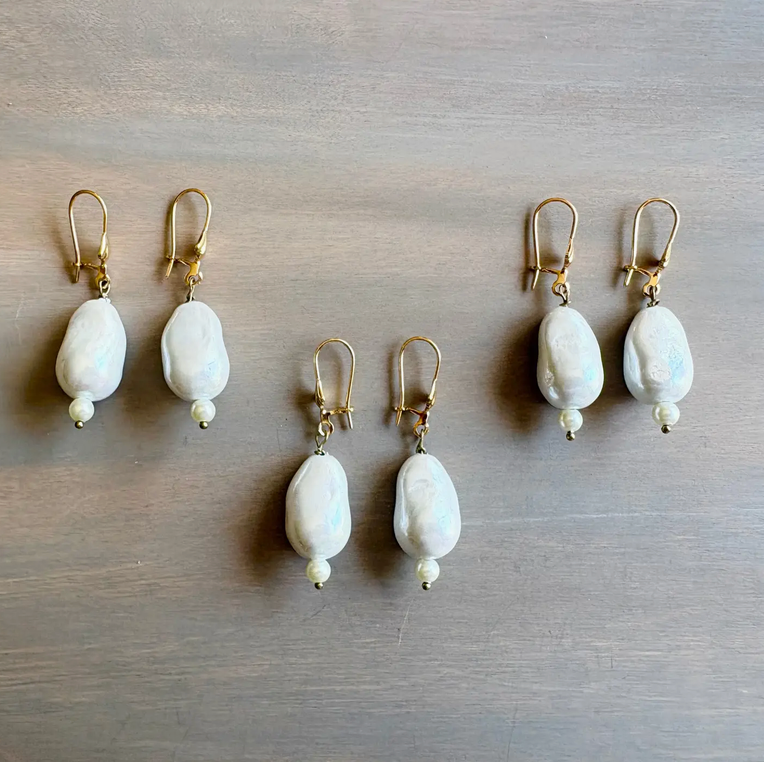 Twist Style Baroque Pearl Drop Earrings