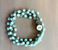 Twist Style Mint Matte Crystal Long Strand Necklace