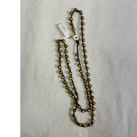 Twist Style Satin Gold Crystal Long Strand Necklace