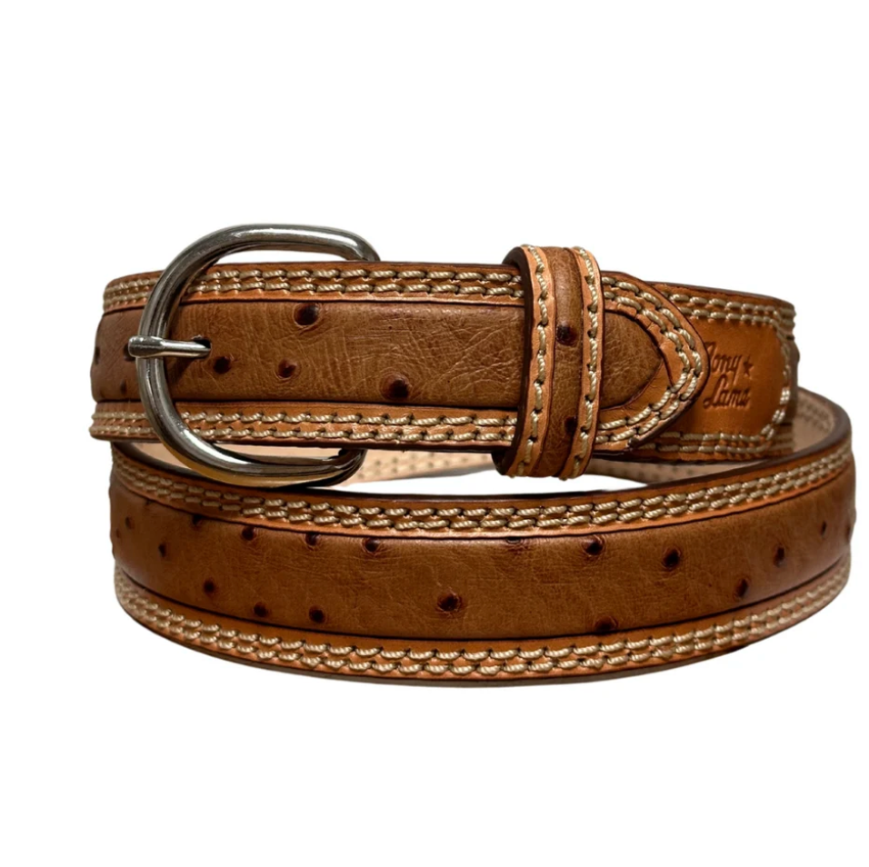 Mens Tony Lama Ostrich Stockman Belt