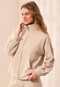 Tribal Womens Mock Neck Zip Cardigan