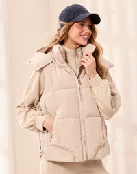 Tribal Womens Quilted Vest W/ Removeable Hood