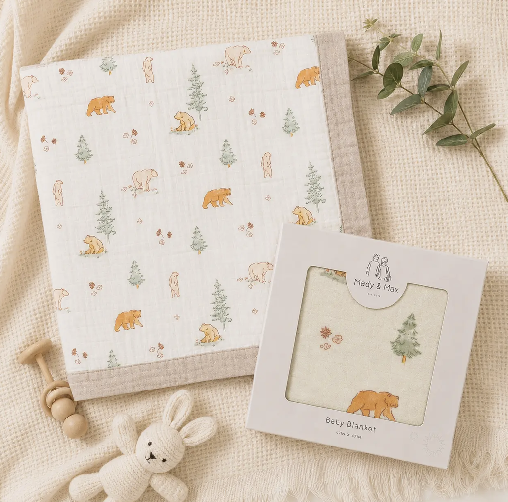 Spring Bear Bamboo Muslin Quilt
