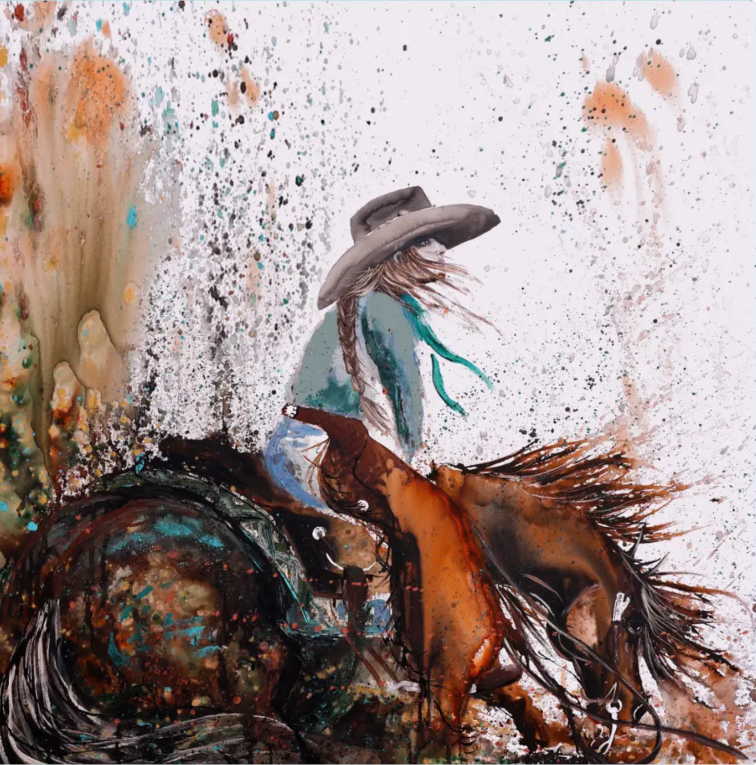 Moody Cutting Horse Silk Scarf