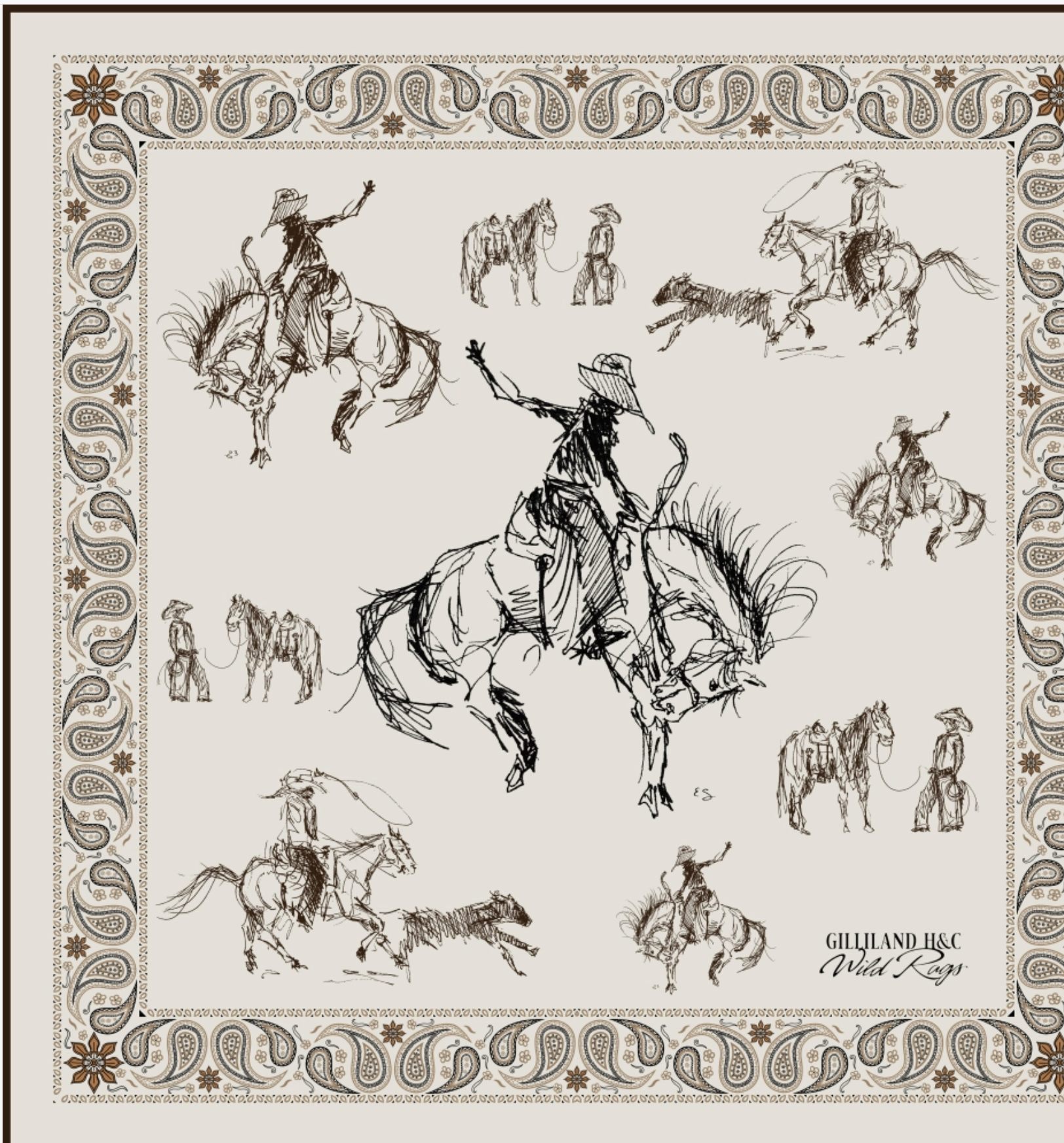 Vintage Cowboys Horse Silk Scarf