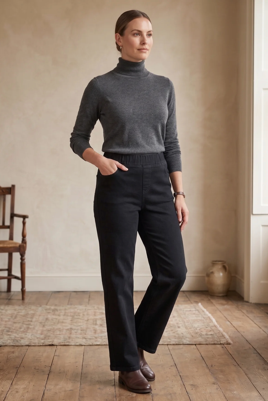 Denim Pull On Pant