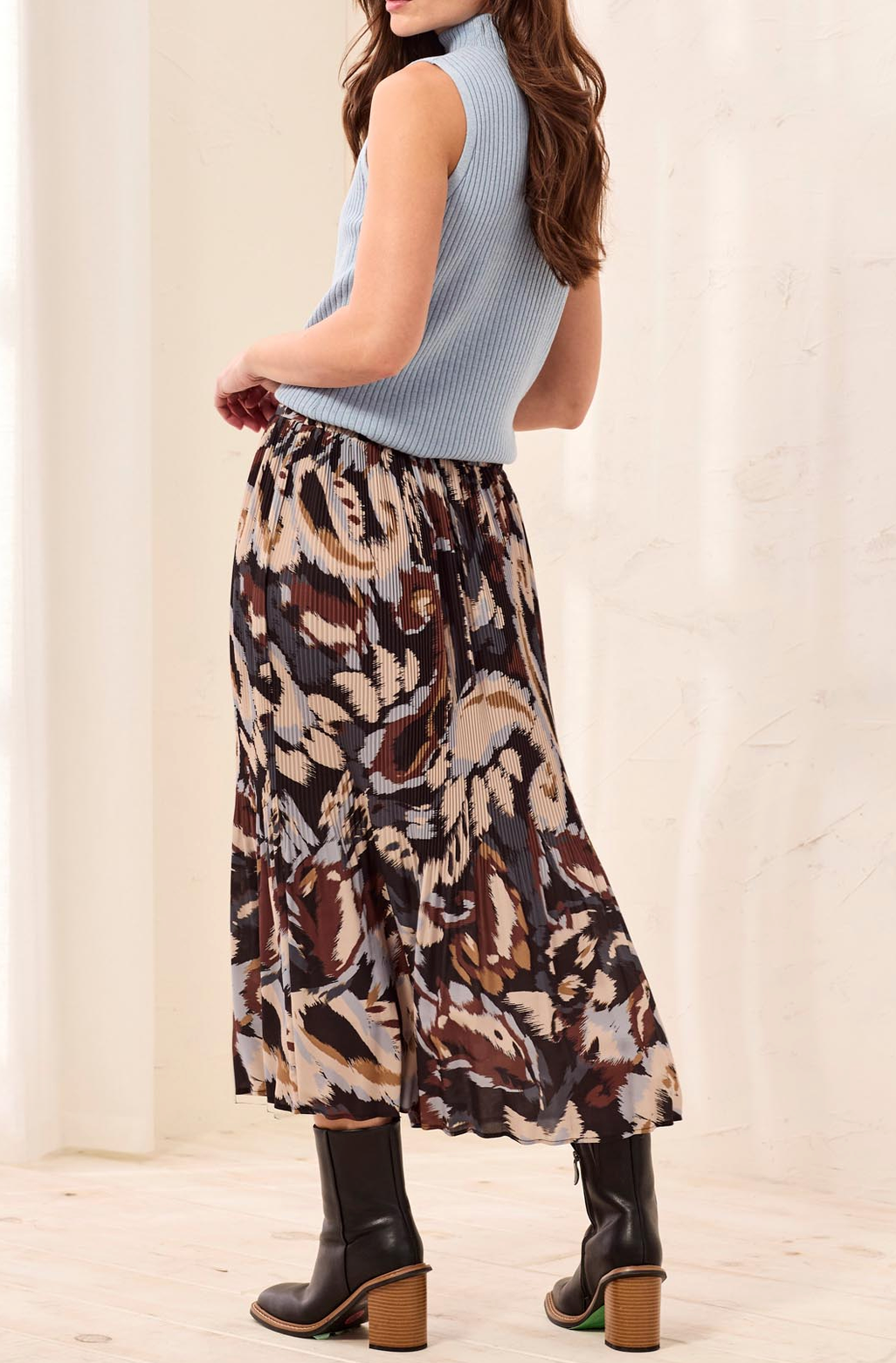 Tribal Flowy Plisse Skirt