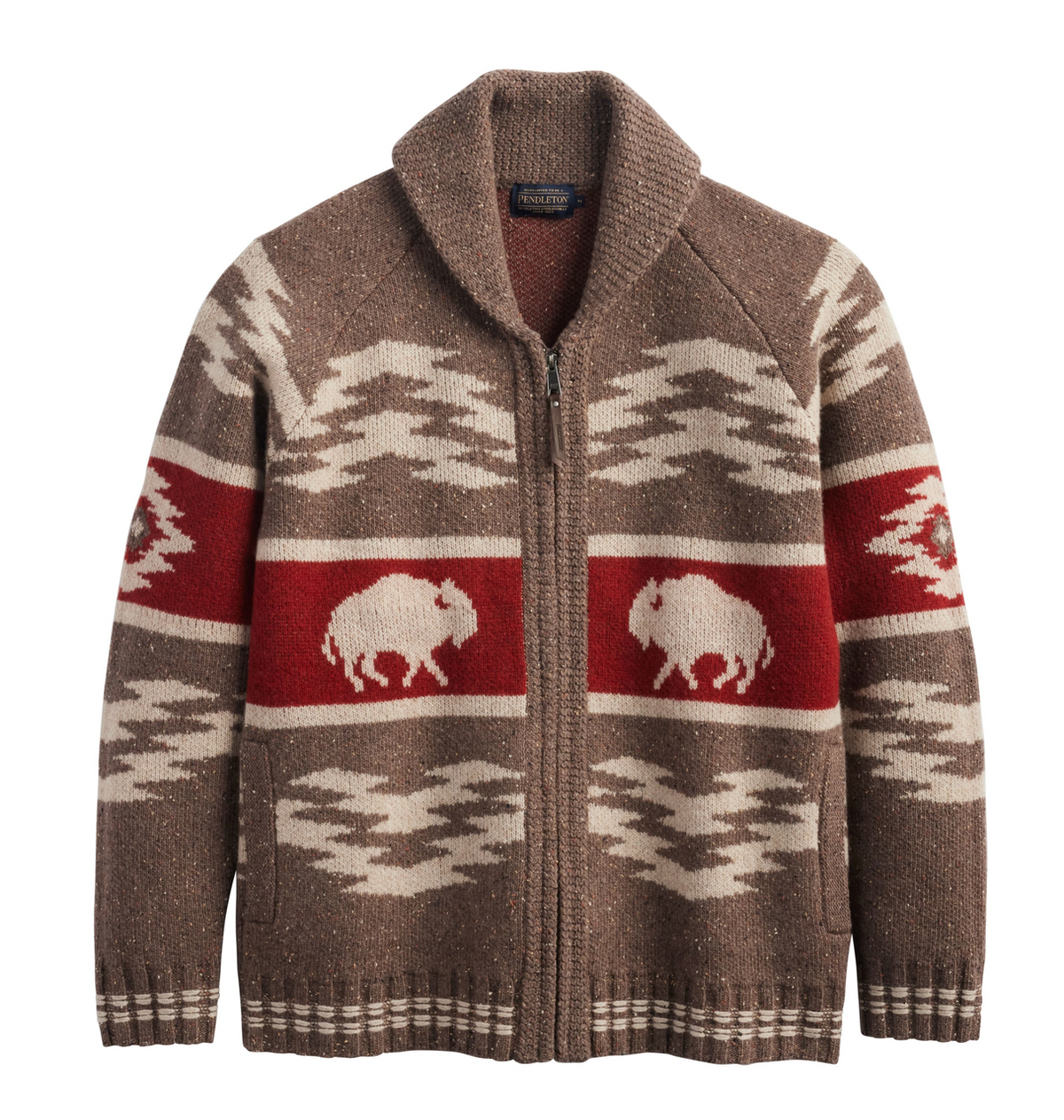 Pendleton Mens Bison Lambswool Zip Cardigan