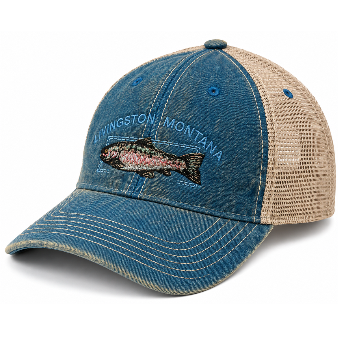Montana Trout Embroidery Marine/Khaki Cap