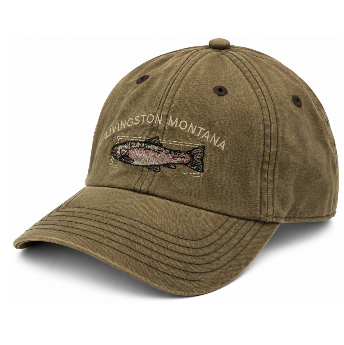 Montana Trout Embroidery Tan Cap