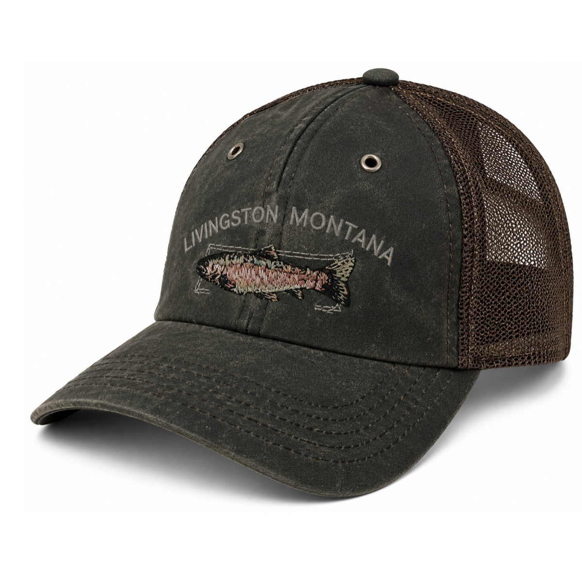 Montana Trout Embroidery Olive Cap