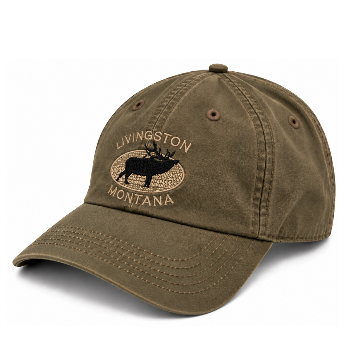 Montana Elk Embroidery Olive Cap
