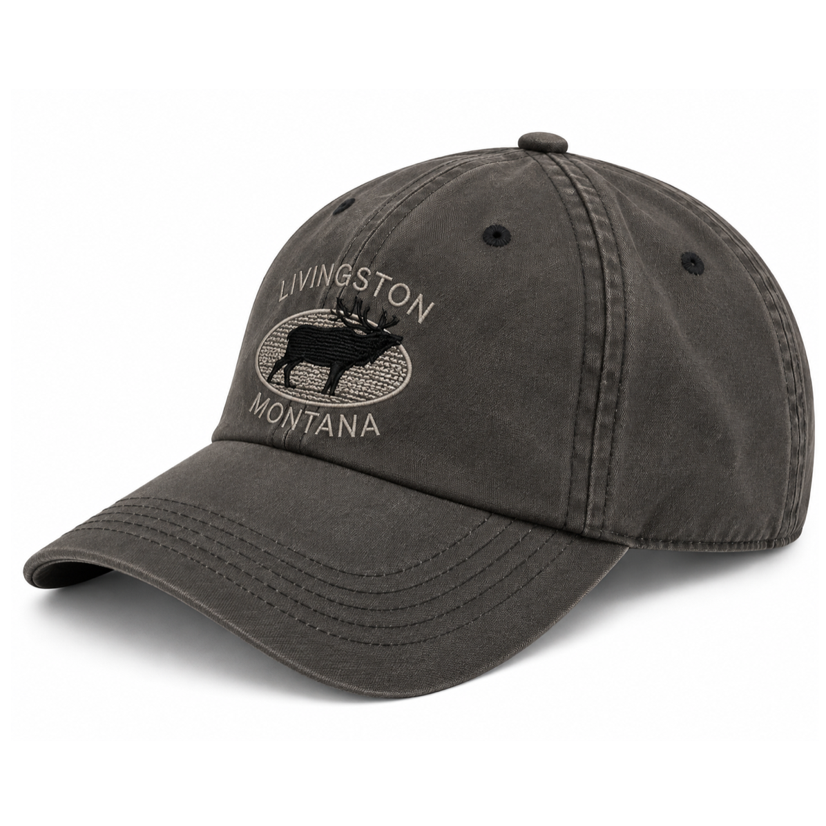 Montana Elk Embroidery Charcoal Cap