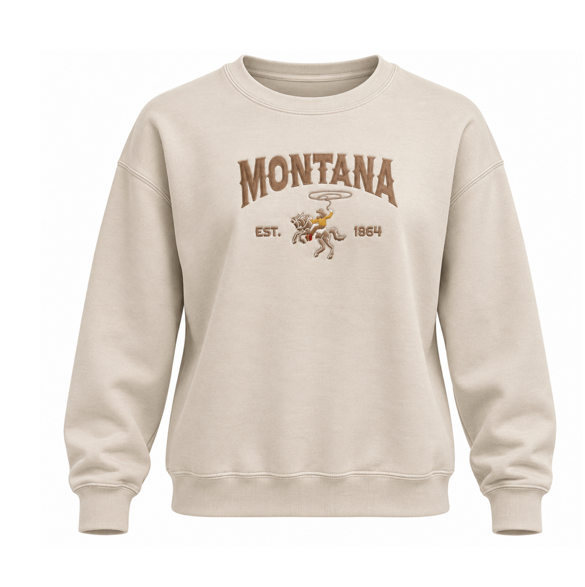 Montana Cowboy Embroidered Crewneck Sweatshirt