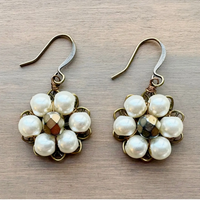 Twist Style Glass Pearl Flower Earrings