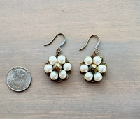 Twist Style Glass Pearl Flower Earrings
