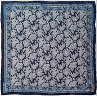 Wyoming Traders Paisley Silver Cobalt Silk Scarf