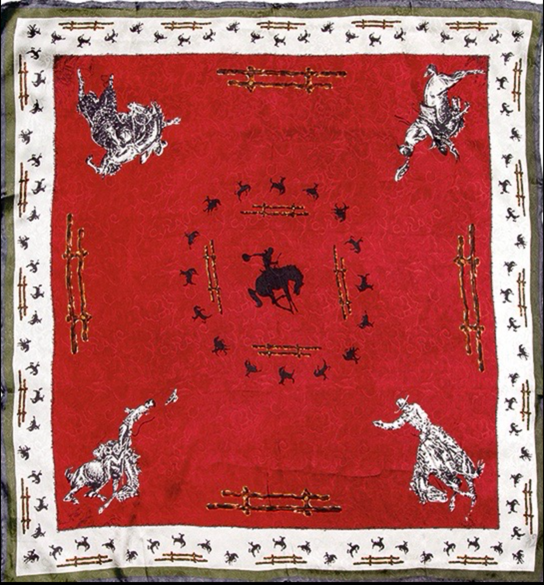 Wyoming Traders Burgundy Fences Limited Edition Silk Scarf