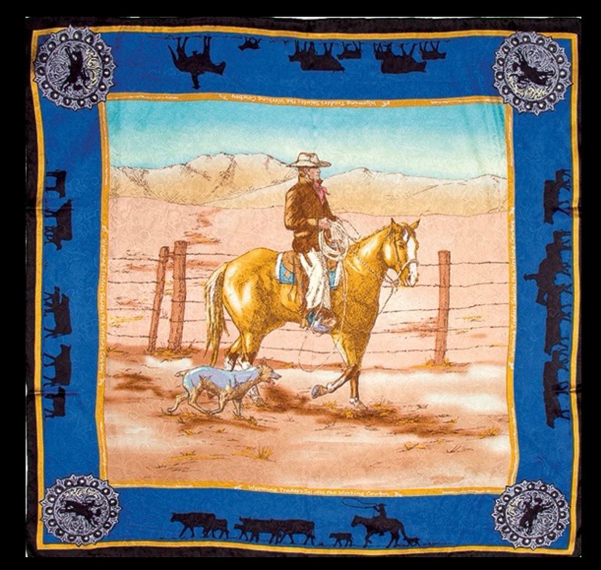 Wyoming Traders Anniversary Palamino Blue Limited Edition Silk Scarf
