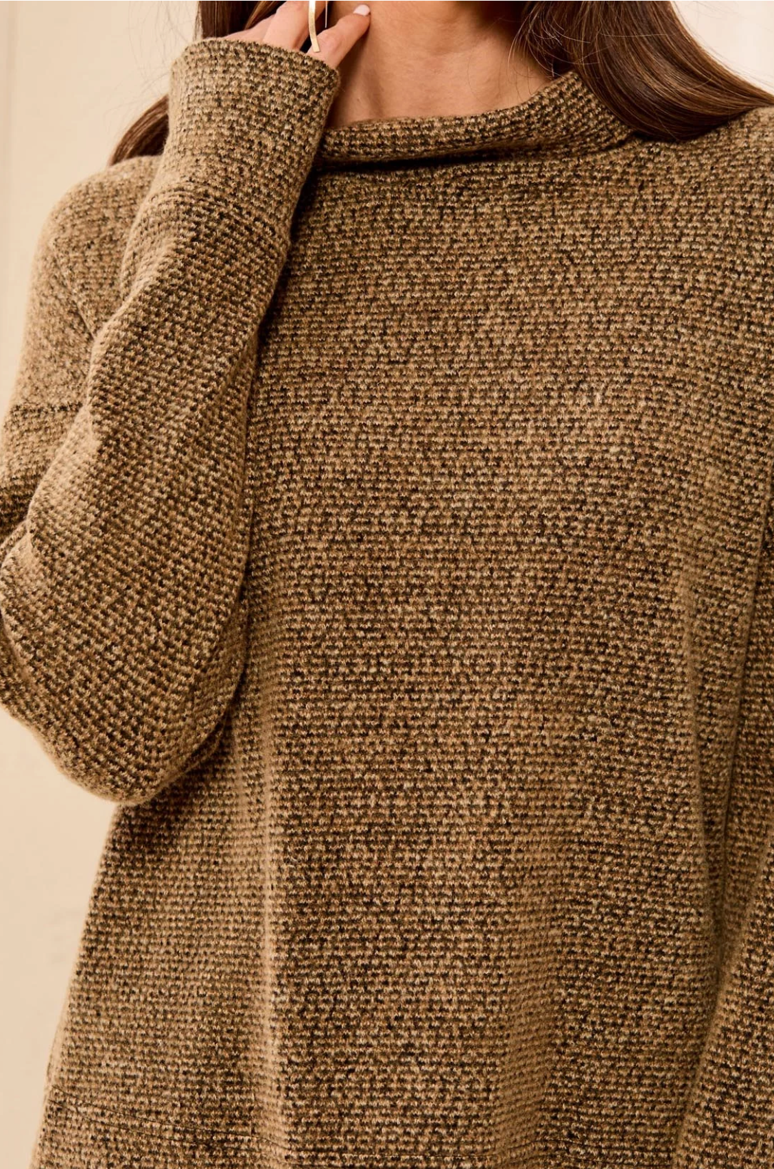 Tribal Womens LS Funnel Neck Sweater