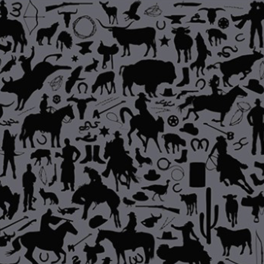 Wyoming Traders Cowboy Charcoal/Black Silhouette Silk Scarf XL