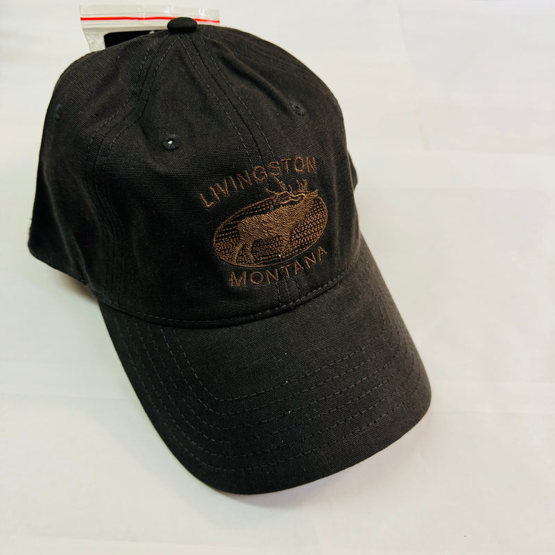 Montana Wax Finish Gold Elk Embroidery Charcoal Cap