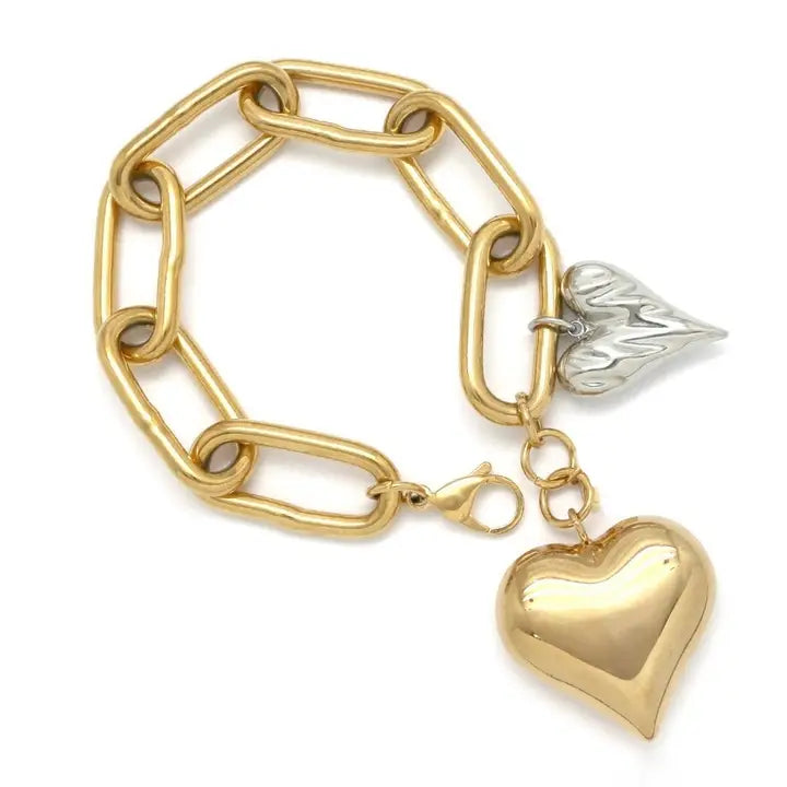 Lizou Large Chain Heart Bracelet