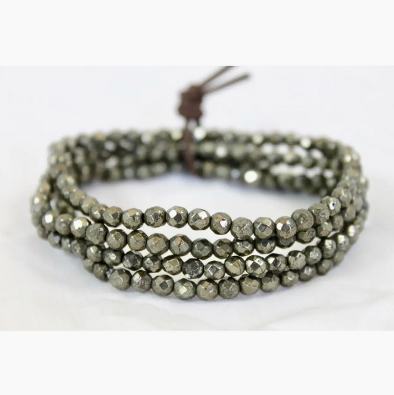 Lizou Delicate Pyrite Mini Stack Bracelet