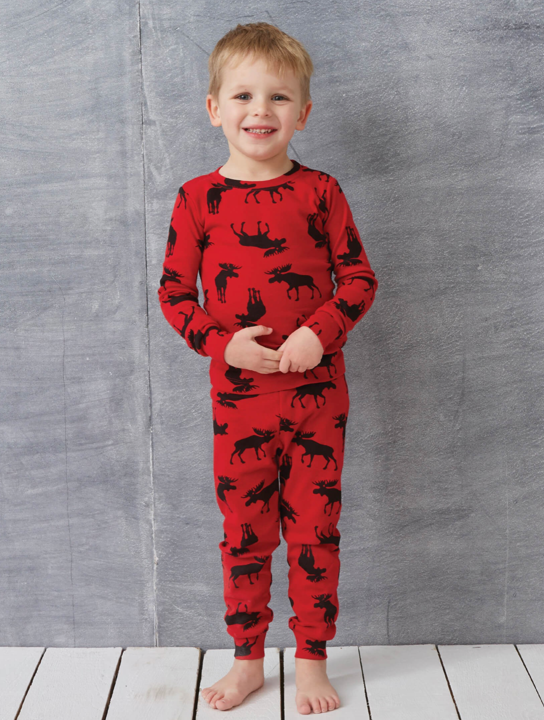 Little Blue House Moose on Red Kids Pajama Set - Bob's Outdoor