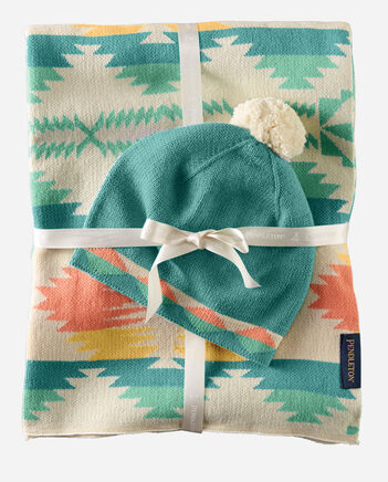 Pendleton Knit Baby Blanket with Beanie