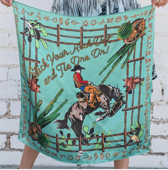 Stick Your Neck Out Aqua Shorty Silk Scarf