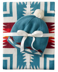 Pendleton Knit Baby Blanket with Beanie